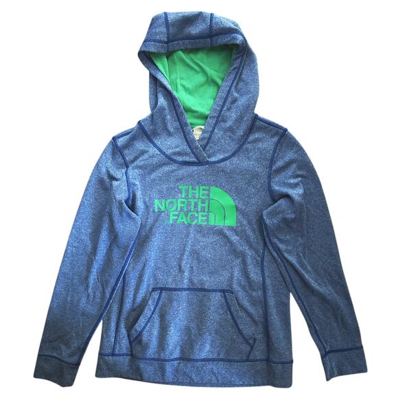 The North Face Blue & Green Logo Hoodie Pullover Women’s Medium - Picture 1 of 6